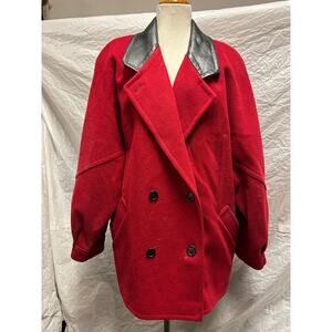 Vintage Cherry Red 100%Wool Double Breasted Fashions by Jill Jacket Made in USA